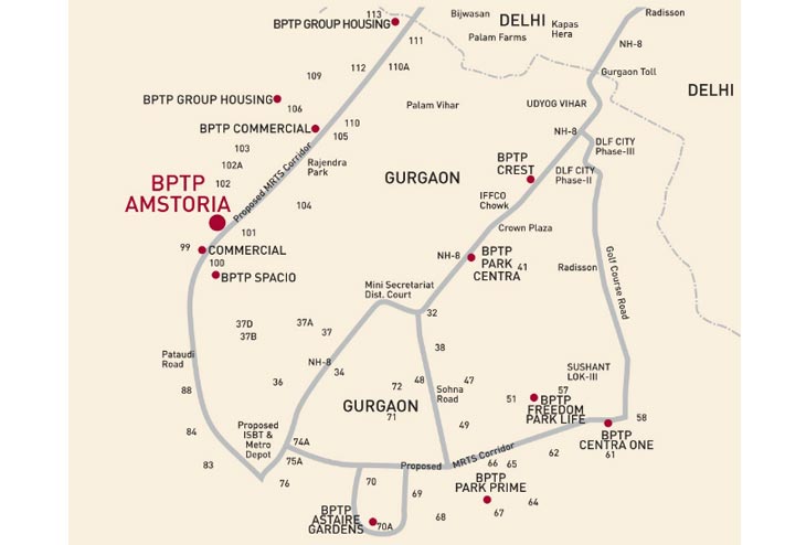 BPTP Amstoria Sector-102 Gurgaon Location map