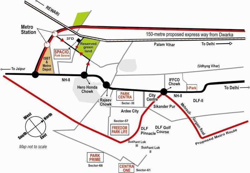 BPTP Spacio Sector-37D Gurgaon Location map